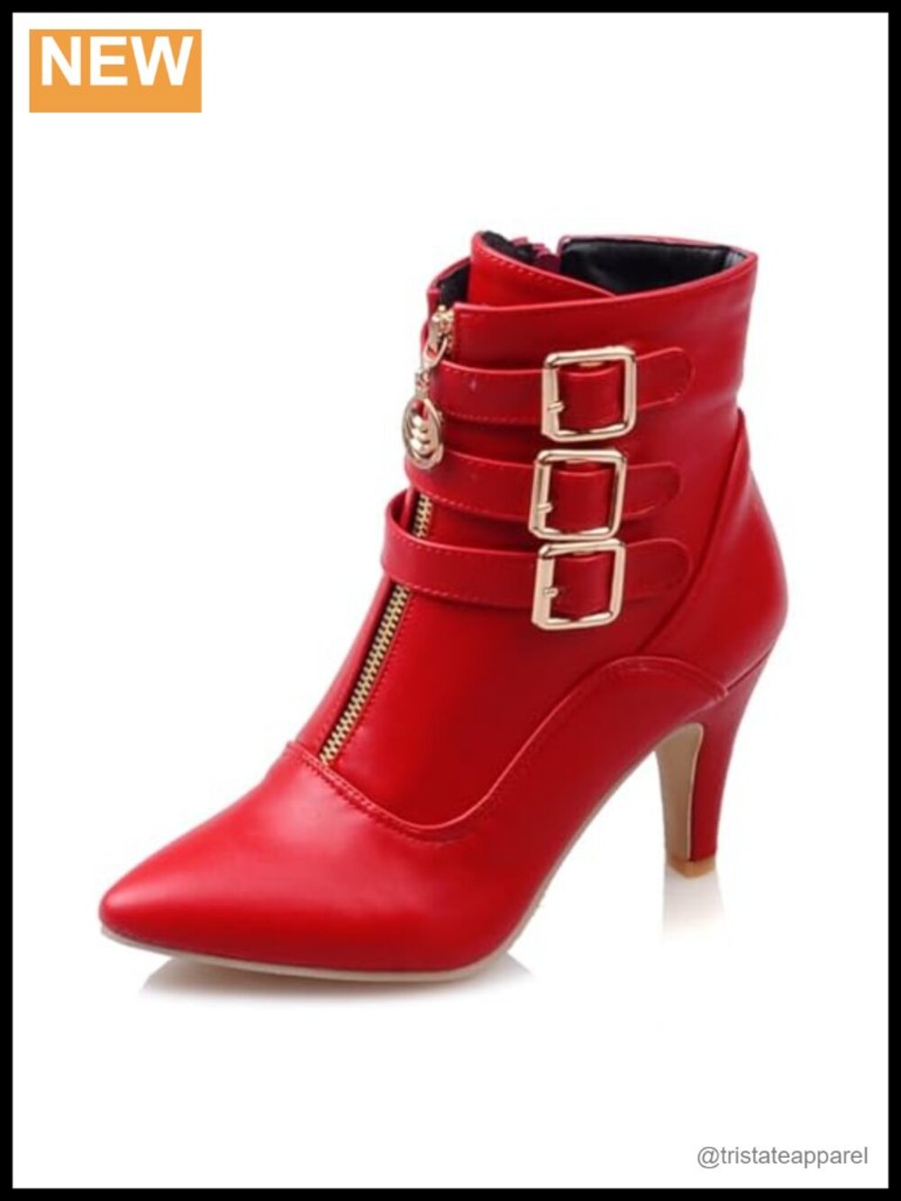 Kitten Heel Ankle Boots for Women Pointed Toe Buckle Side Zip Dress Booties